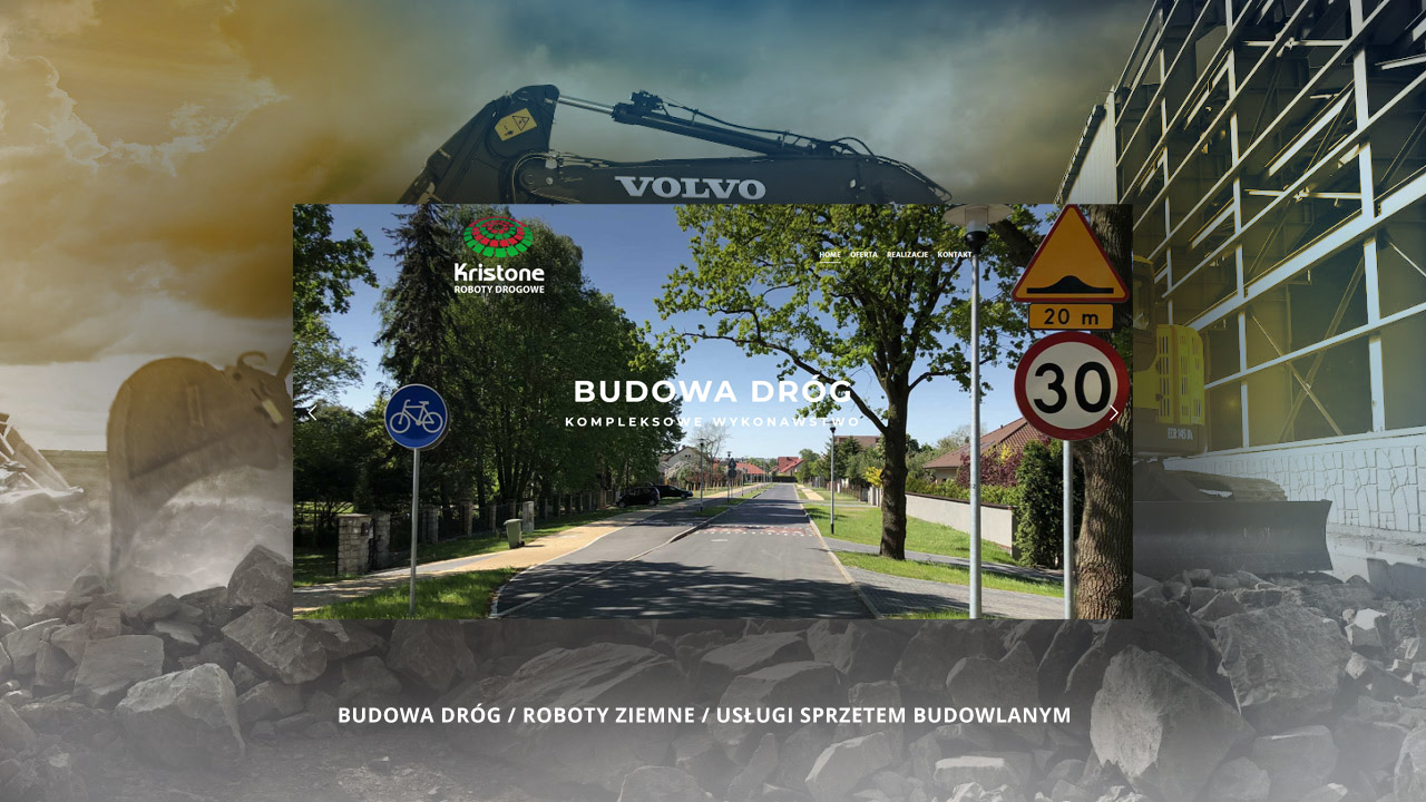 Kristone - budowa dróg, roboty ziemne, usługi sprzetem budowlanym - Szczecin. Shadowart projektowanie stron Szczecin